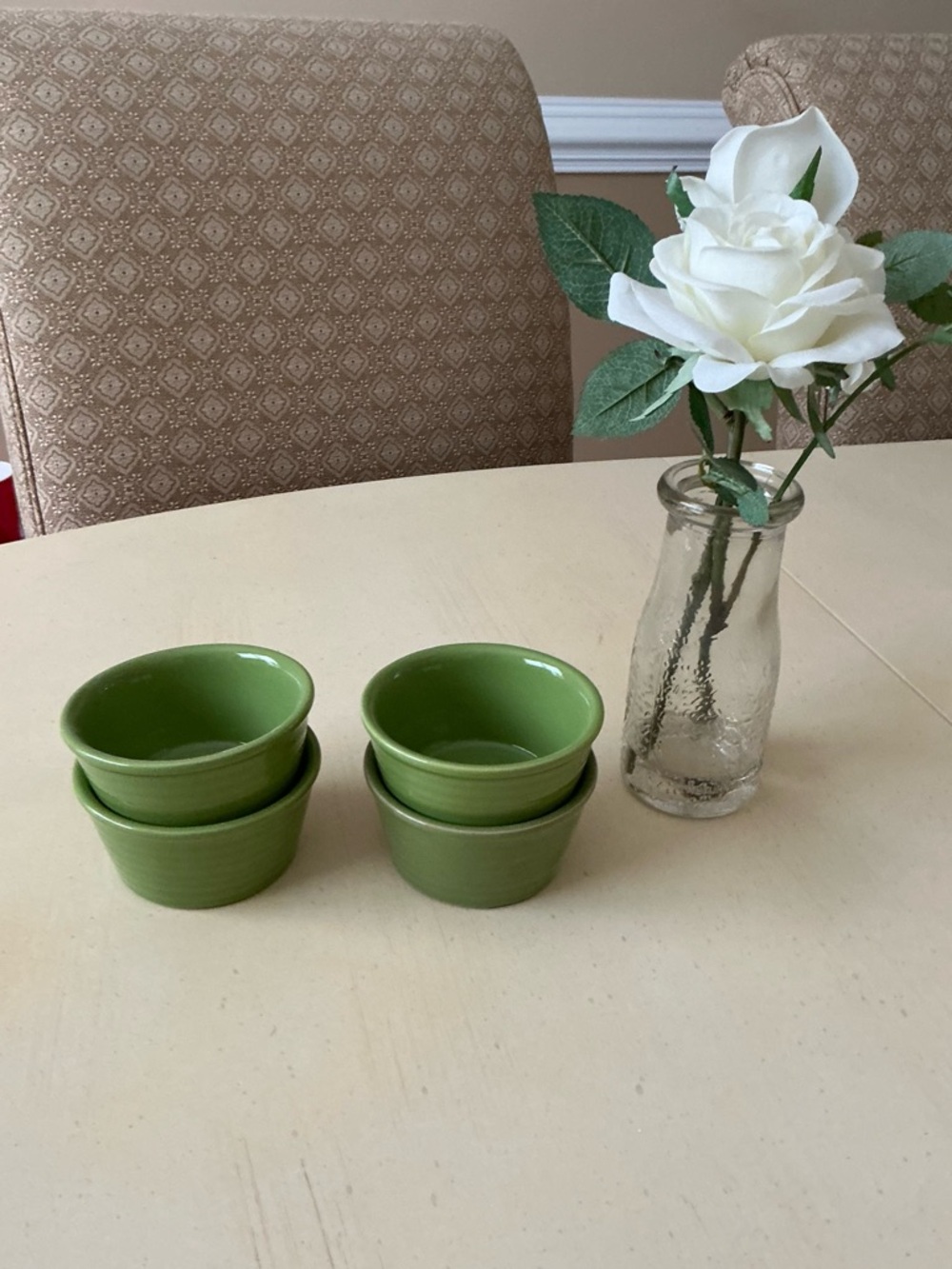 Set/4 NWOT Green Ribbed Chantal Sauce / Dessert Ramekins